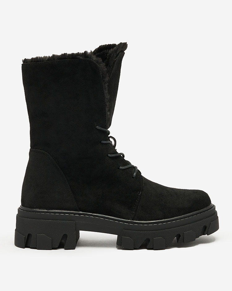 Royalfashion Черни дамски ботуши с връзки Cavenma