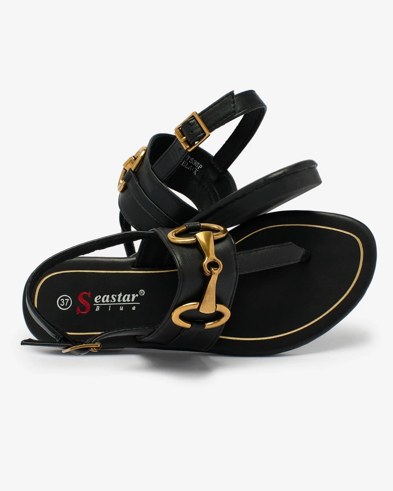 Royalfashion Дамски сандали с джапанки в черно Imonel