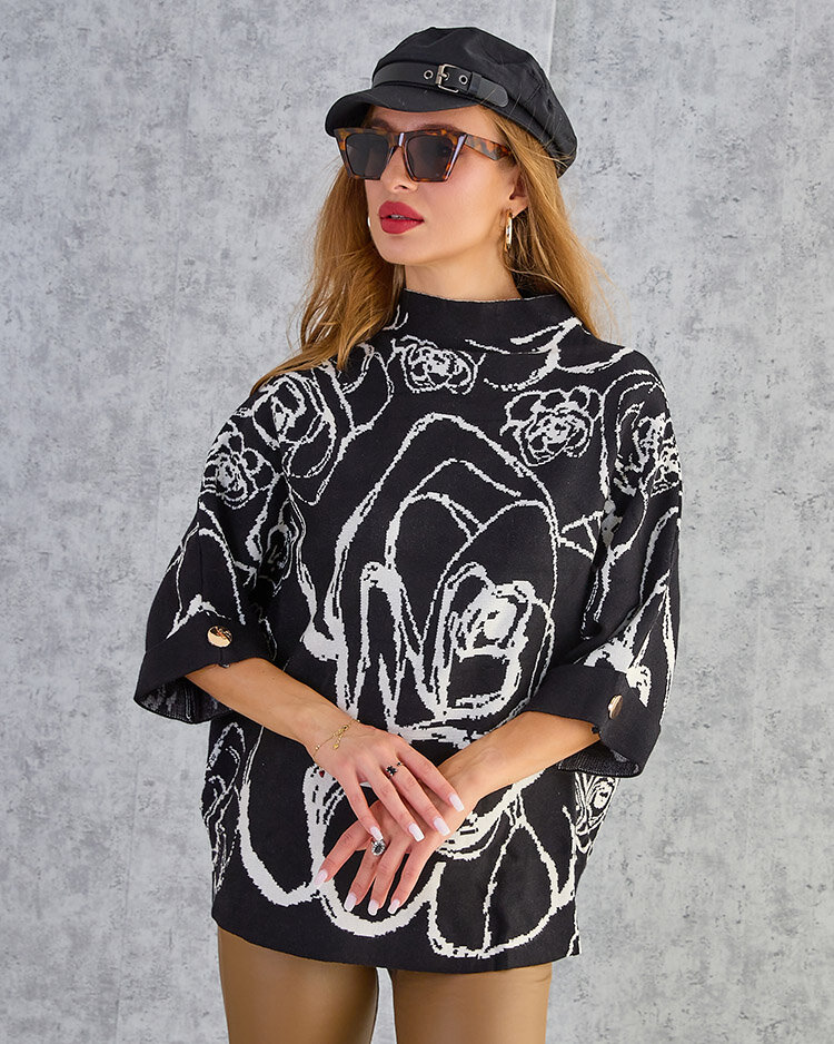 Royalfashion Дамски пуловер с тънък принт