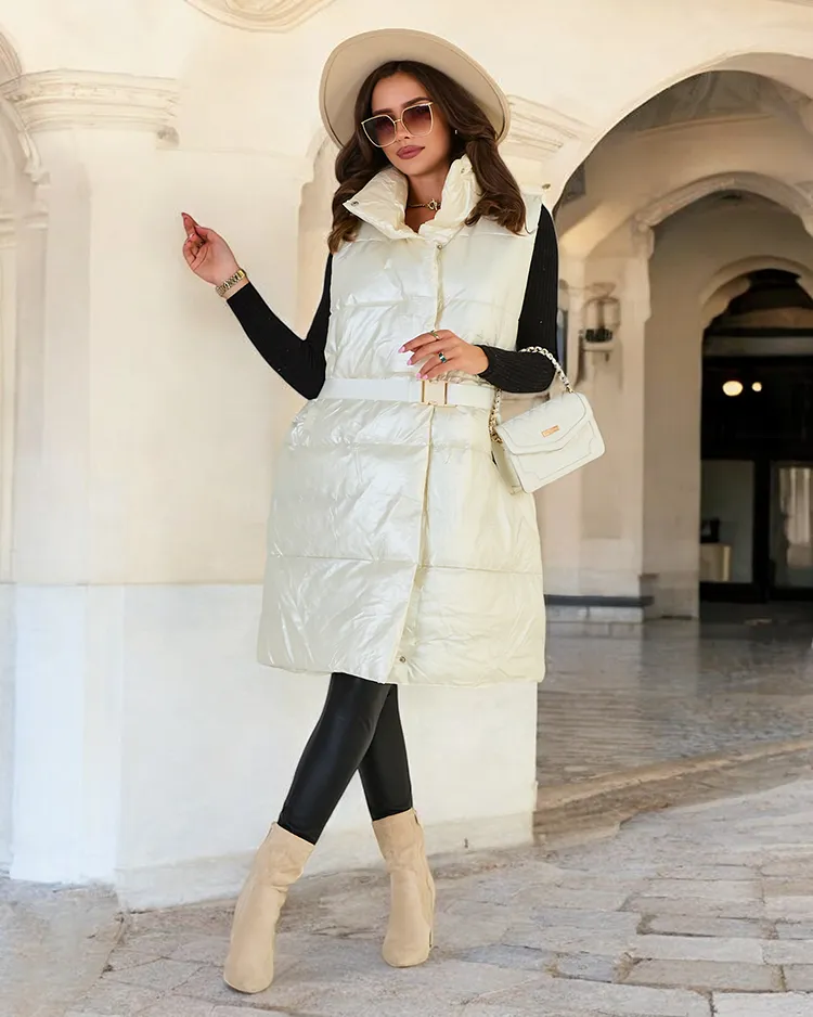 Royalfashion Дълга дамска жилетка a'la leather