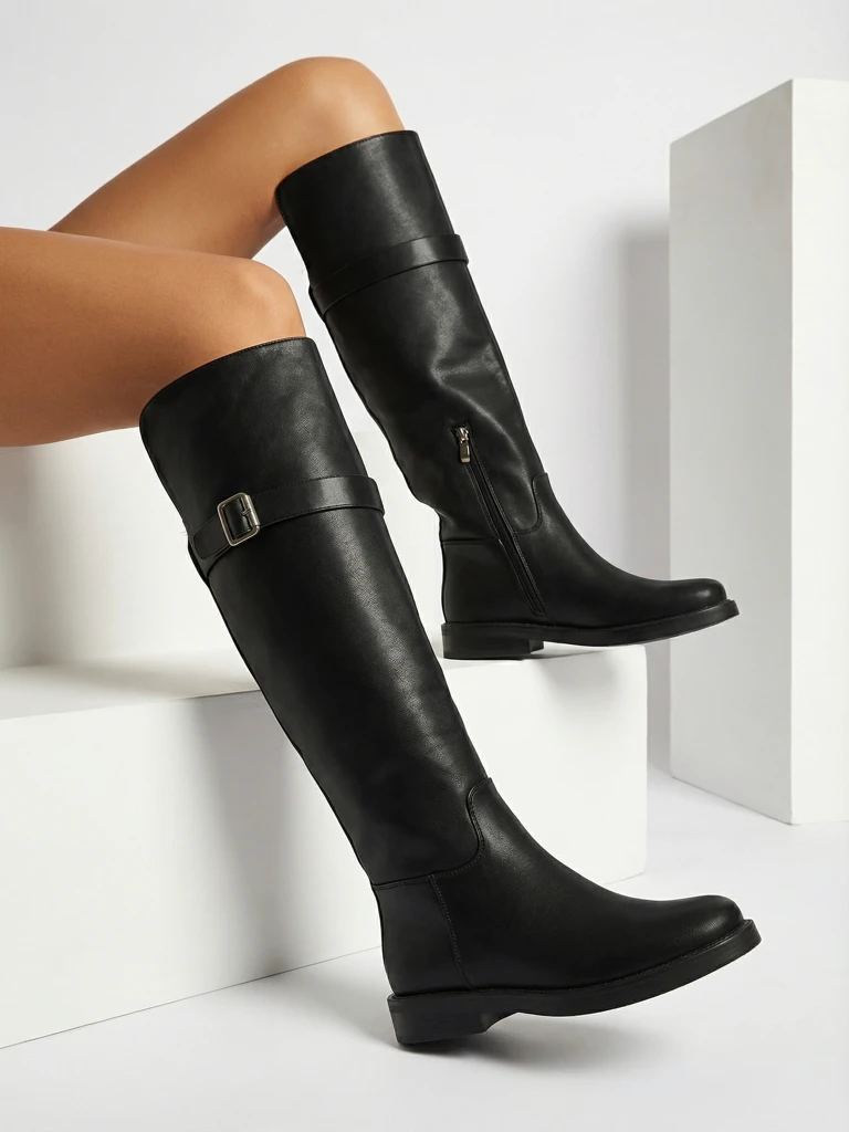 Дамски еко кожени ботуши над коляното Denivra
