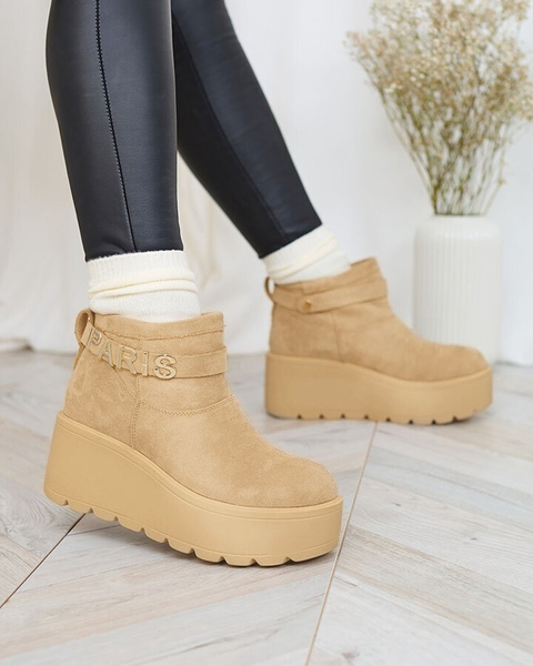 Royalfashion Бежови дамски обувки a'la ботуши за сняг с орнамент Parisela