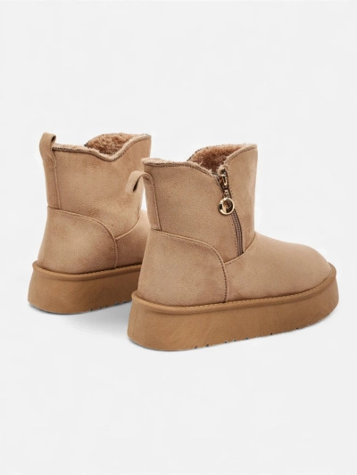 Дамски боти Aurora Бежови Кожени За Всеки Ден