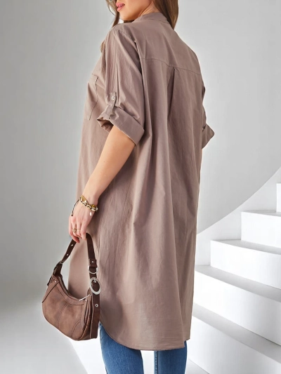 Royalfashion Памучна дълга женска риза с Oversized кройка