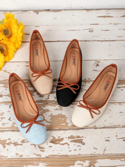 Royalfashion Дамски балерини с блестящи елементи и панделка Aramie