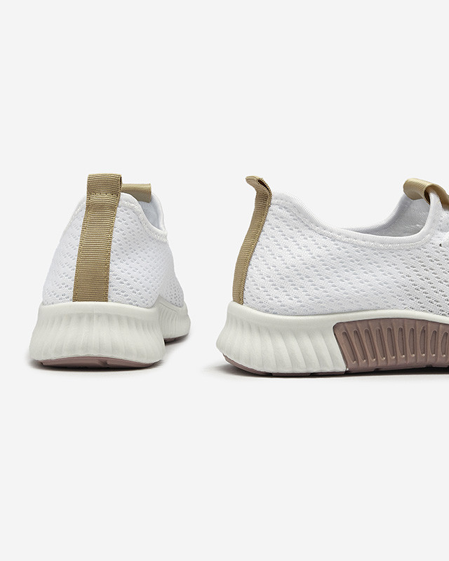 Бели дамски спортни обувки с кафяви вложки Kedeti - Обувки