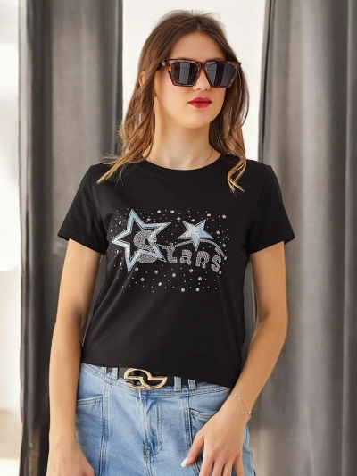 Royalfashion Дамска памучна тениска STARS