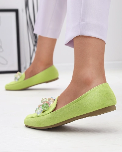 Зелени мокасини от еко велур за жени Gepossa- Footwear