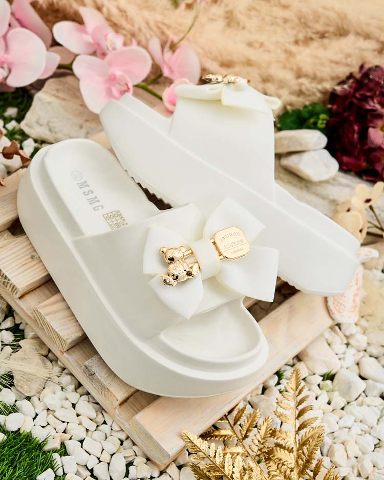 Royalfashion Дамски гумени джапанки с декоративна панделка Apis