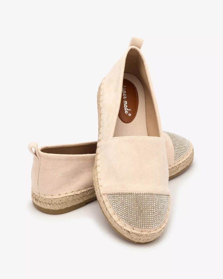 Royalfashion Бежови дамски еспадрили с циркони Iterica