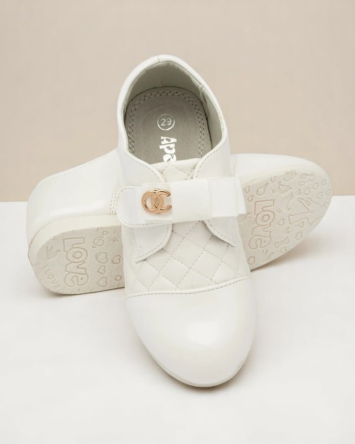 Бели ватирани полуобувки от екокожа за момичета Mawert- Footwear