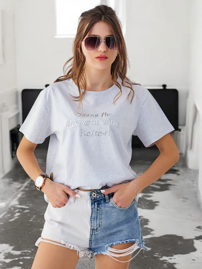 Royalfashion Жена памучна тениска С наслада Момент с Refresh