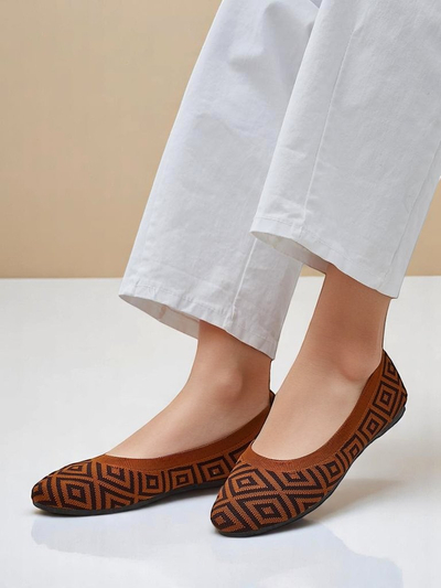 Royalfashion дамски платнени балеринки с геометричен принт Metric