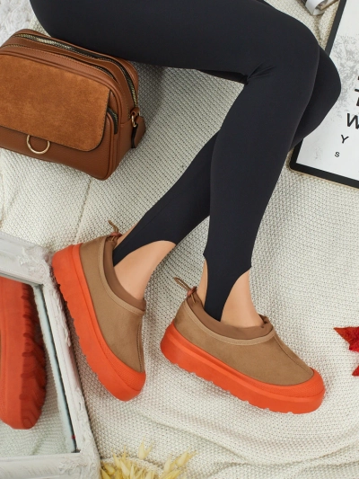 Дамски Кецове Flora Camel Велурени Удобни за Всеки Ден