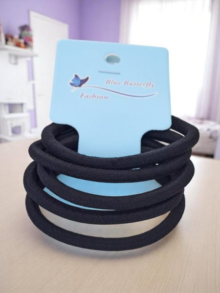 Royalfashion Комплект от 5 черни ластика за коса Nero