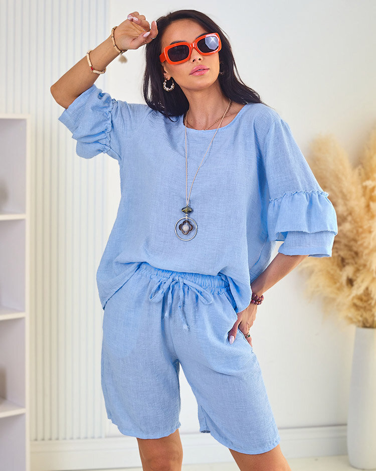 Royalfashion Летен дамски комплект от памук и лен