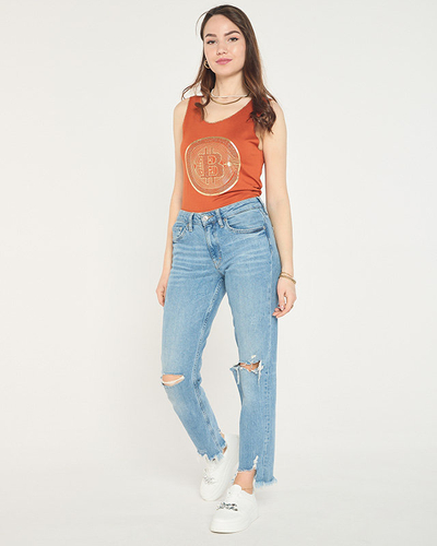 Damski top w kolorze camelowym- Odzież