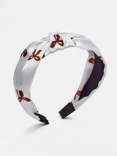 Royalfashion Сатенена лента за коса с плитка и принт