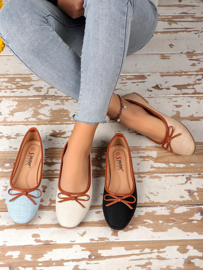 Royalfashion Дамски балерини с блестящи елементи и панделка Aramie