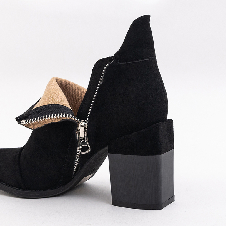 Czarne damskie botki z wycięciami Plinara - Obuwie