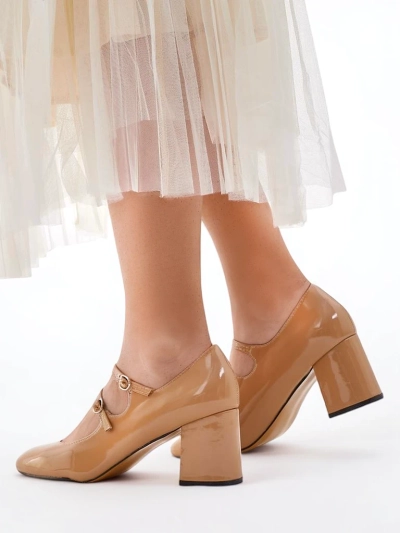 Обувки с токчета от лакова кожа за жени с презрамки Ovinna