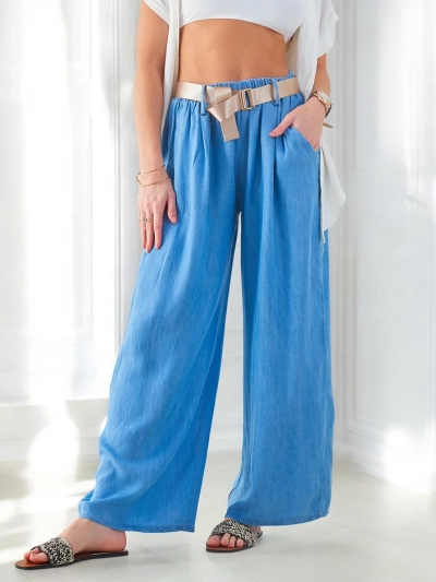 Royalfashion Въздушни широки дамски панталони с колан