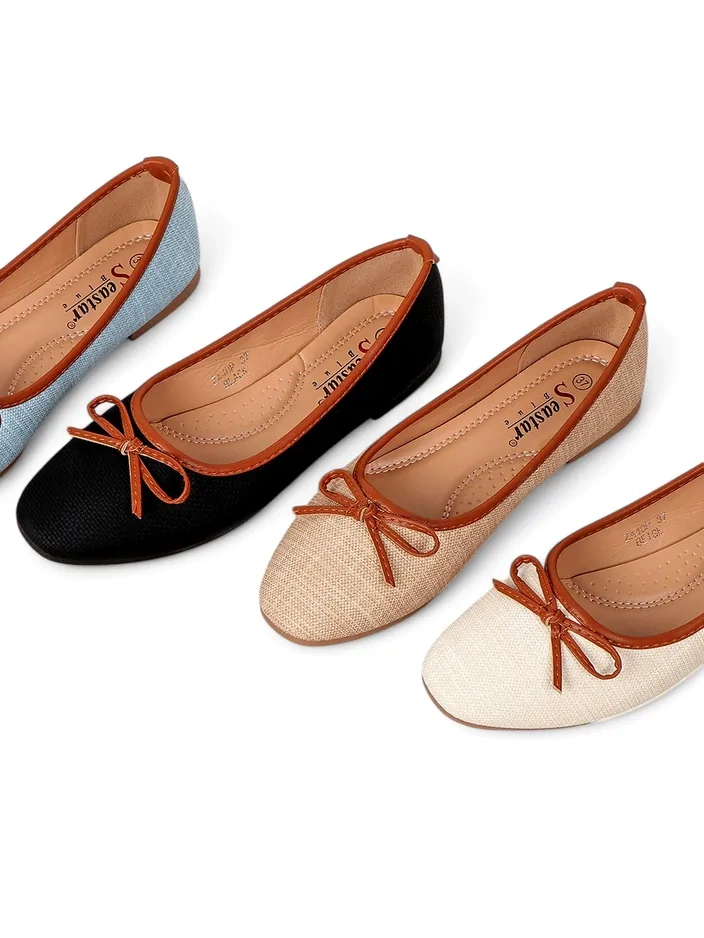 Royalfashion Дамски балерини с блестящи елементи и панделка Aramie