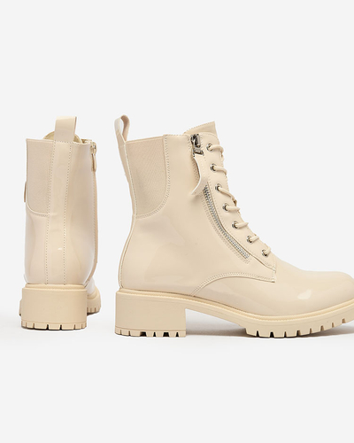 Royalfashion Бежови дамски ботуши Seddaga от еко кожа