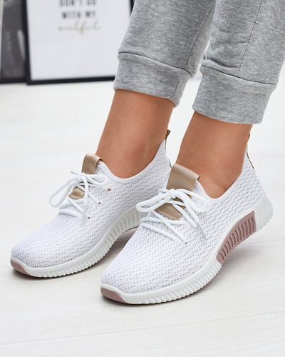 Бели дамски спортни обувки с кафяви вложки Kedeti - Обувки