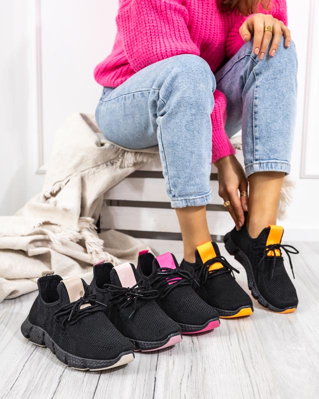 Czarno - fuksjowe sportowe buty damskie Bommgi - Obuwie