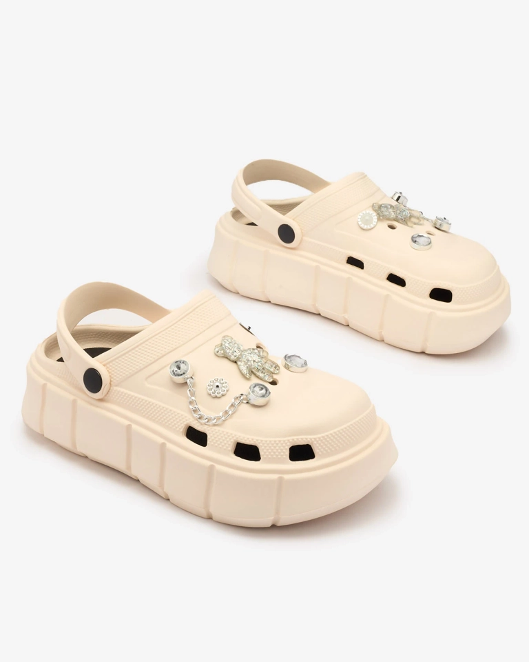 Royalfashion Кремави дамски гумени джапанки Kooranza