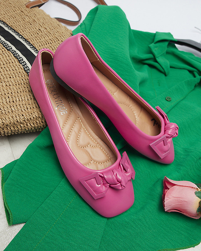 Дамски розови балерини с декорация на носа Caxien- Footwear