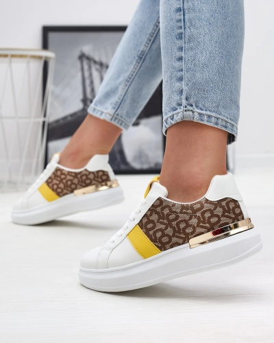 Royalfashion Бели и кафяви дамски спортни обувки Mlysio