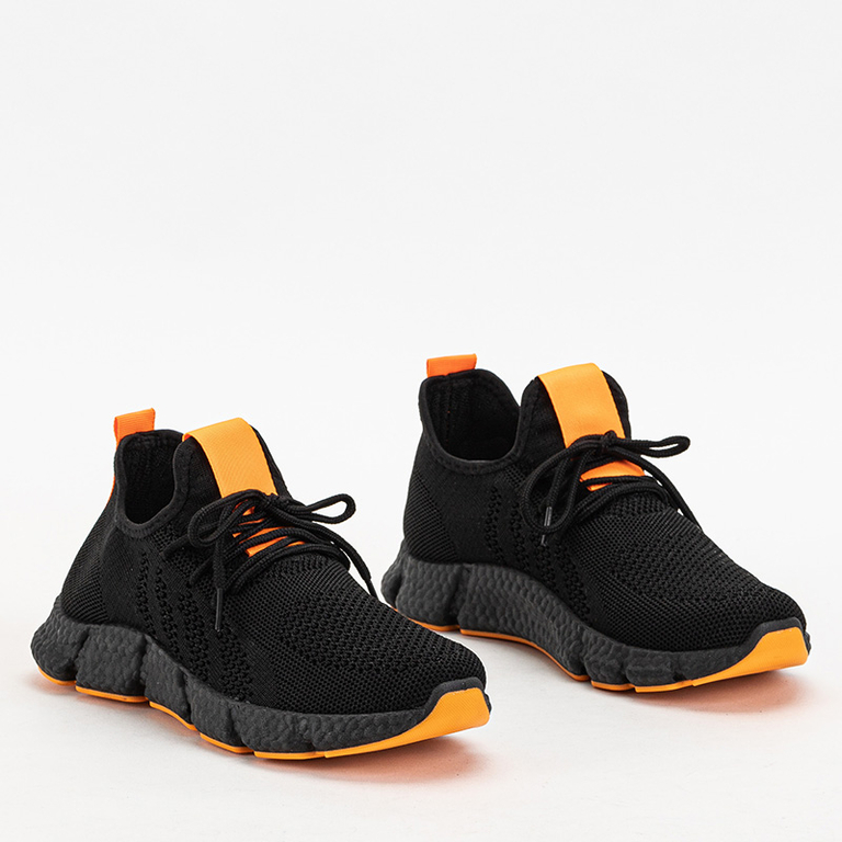 Czarno- pomarańczowe sportowe buty damskie Bommgi - Obuwie