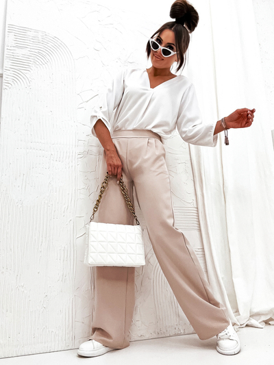 Royalfashion Дамски широки панталони от плат