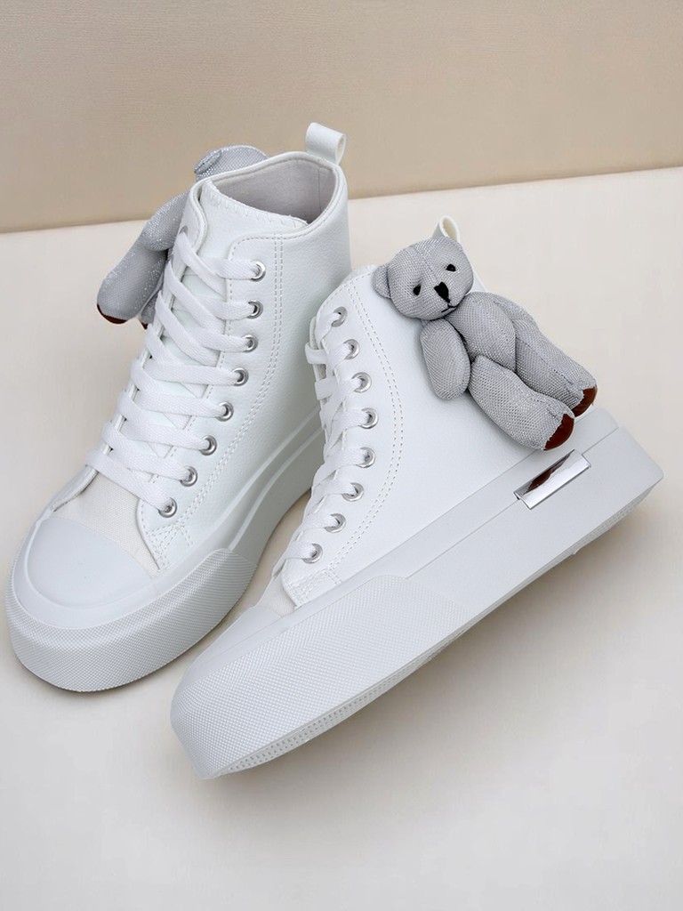 Royalfashion Дамски високи кецове с мече Теди