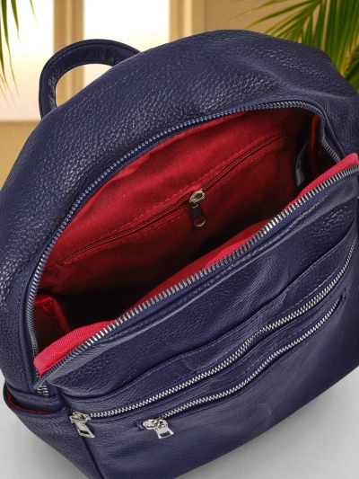 Дамска раница Calista Тъмносиня от екологична кожа с цип A4