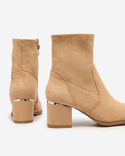 Royalfashion Светлокафяви дамски ботуши с нисък ток Rejerra