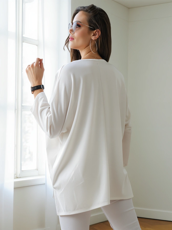 Royalfashion Жена вискозен блуза с камъни с inscriptions