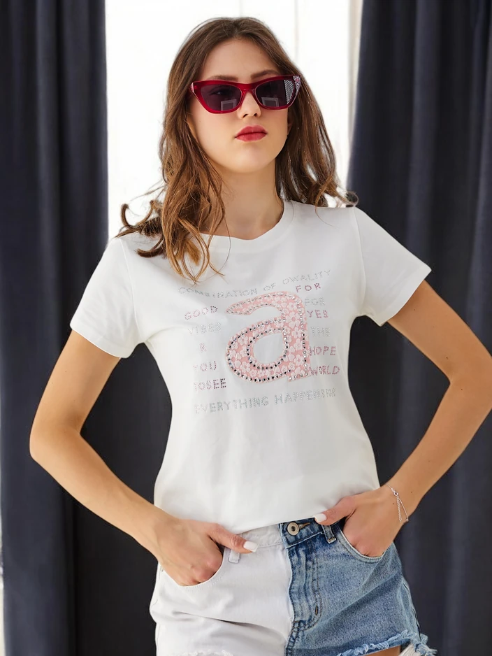 Royalfashion Дамска памучна тениска Комбинация от Owality