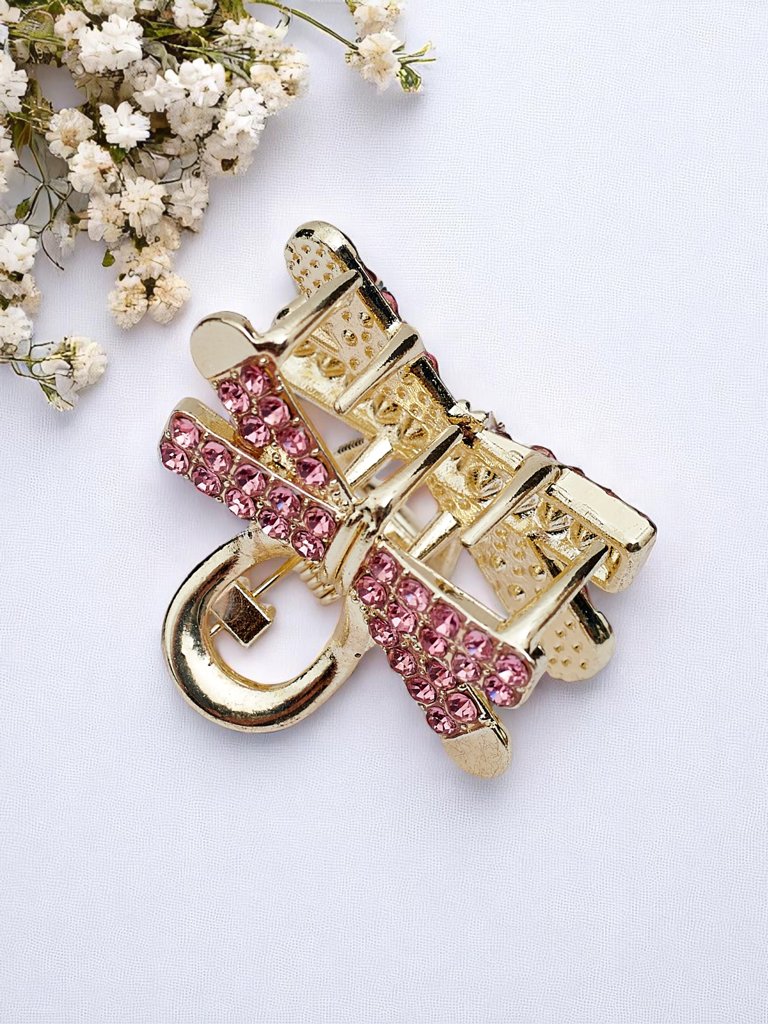 Royalfashion Шнола за коса с камъни Златна шнола