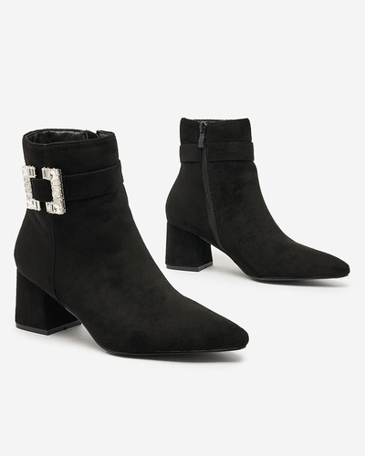 Royalfashion Черни дамски ботуши с нисък ток Masemart