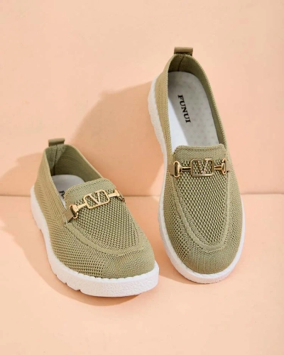 Royalfashion Дамски мокасини от плат със златна украса Erticae