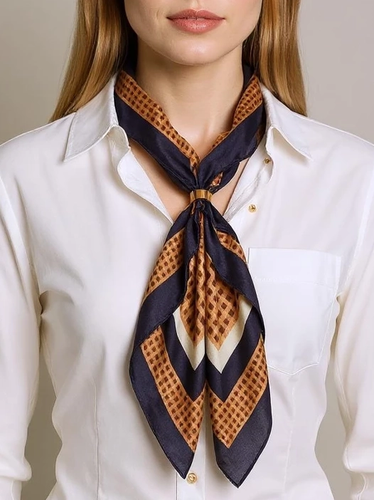 Apollonia – дамски полиестерен шал, светлокафяв, италиански стил, 69x66cm