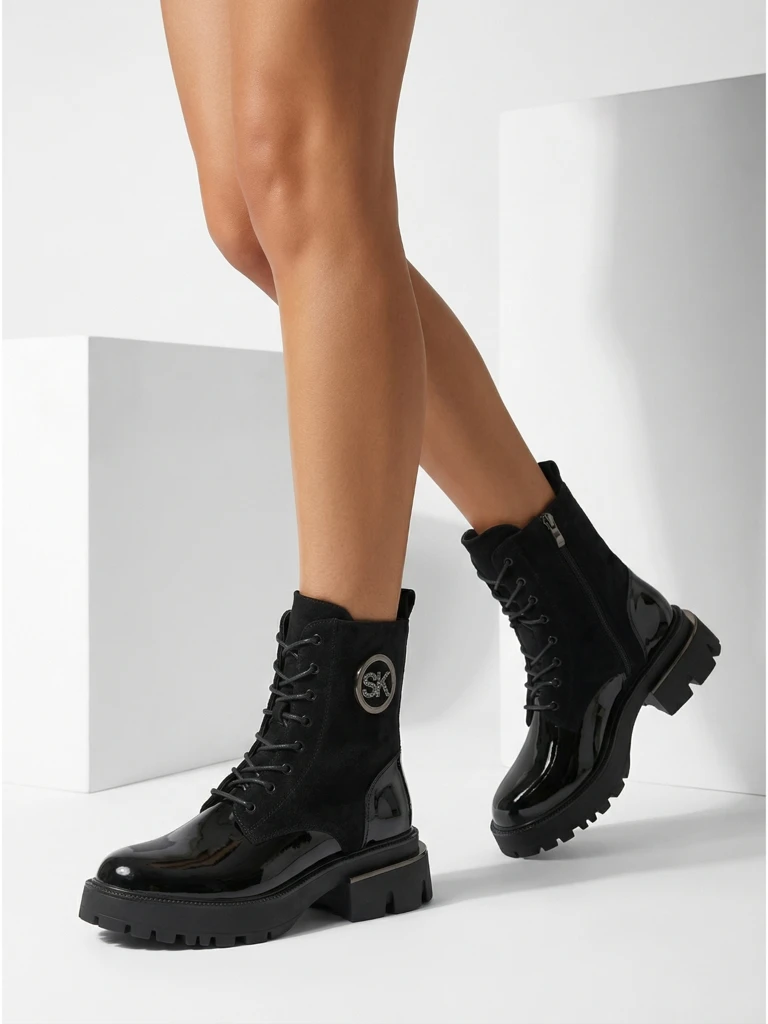 Дамски боти еко кожа и еко велур Lalunes