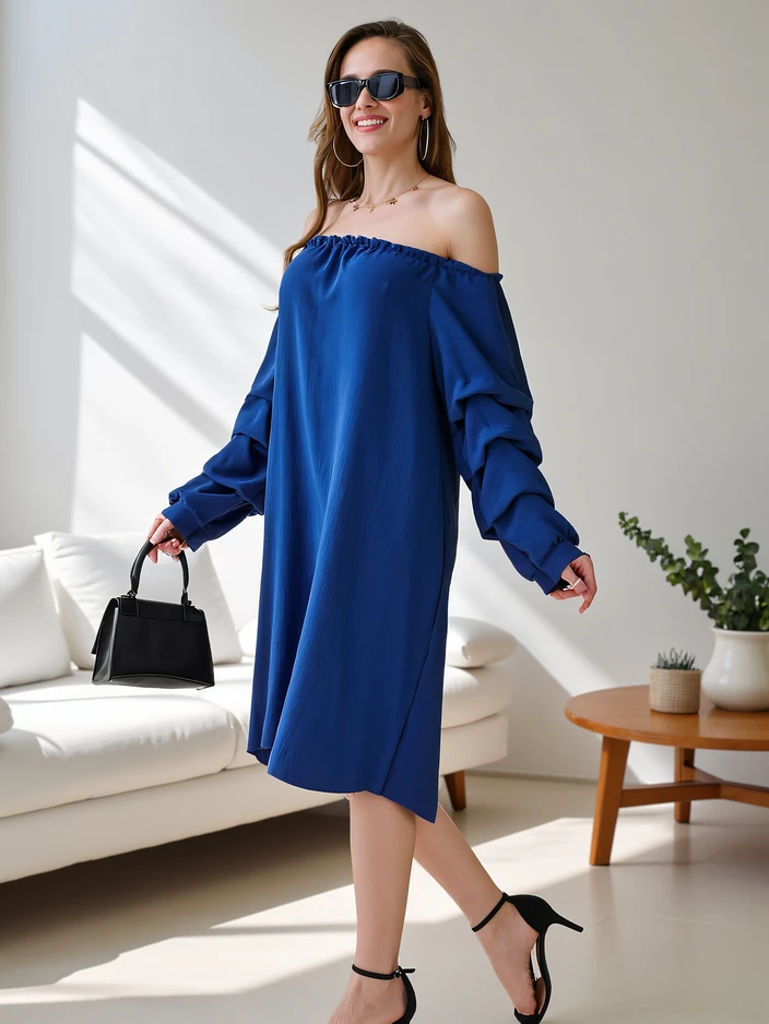 Рокля Royalfashion Smooth за жени а ла Испански с дантели