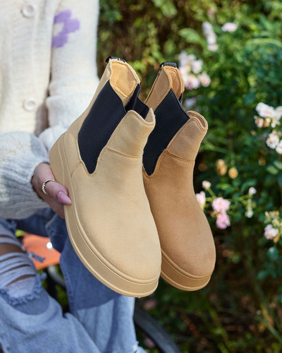 Royalfashion Бежови дамски ботуши a'la snow boots Uteris