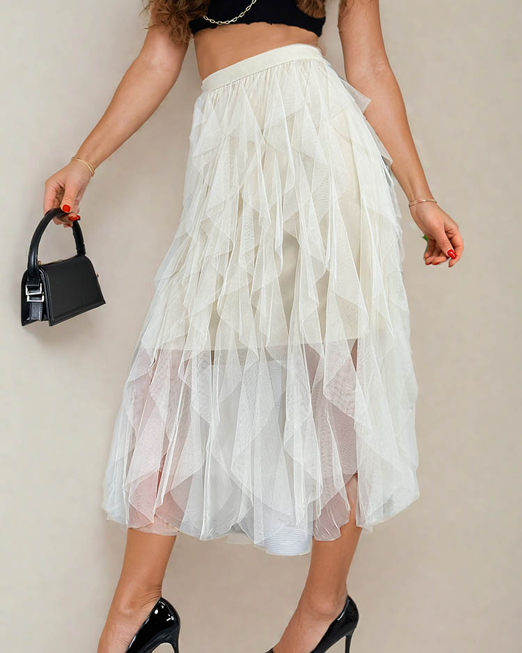 Royalfashion Дамска двупластова миди пола