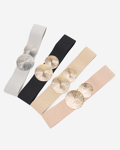 Kremowy pleciony elastyczny pasek damski - Akcesoria