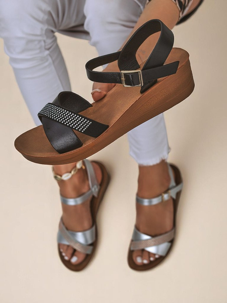 Royalfashion Дамски сандали на платформа с камъни Allona